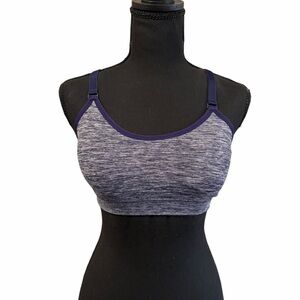 Ryka Navy Blue Heathered Razorback Sports Bra with Removable Pads size M